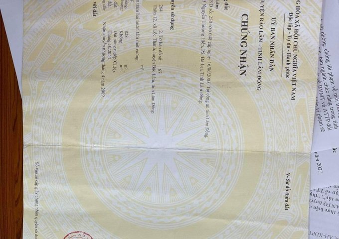 Chủ gửi bán đất tại Thôn 12, xã Lộc Thành, huyện Bảo Lâm, tỉnh Lâm Đồng