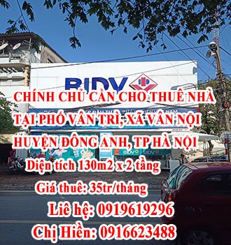 Chính chủ cho thuê nhà tại Phố Vân Trì, Xã Vân Nội, Huyện Đông Anh