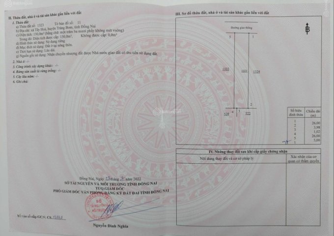 CHÍNH CHỦ BÁN ĐẤT ĐẸP NGAY KCN BÀU XÉO, TÂY HOÀ, TRẢNG BOM, ĐỒNG NAI.