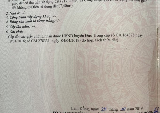 CHÍNH CHỦ CẦN BÁN LÔ ĐẤT MẶT TIỀN HÀ HUY TẬP, TT LIÊN NGHĨA, ĐỨC TRỌNG. LIÊN HỆ: 0938226979