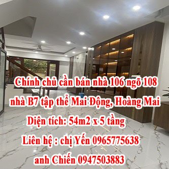 Chính chủ cần bán nhà 106 ngõ 108 nhà B7 tập thể Mai Động, Hoàng Mai, Hà Nội