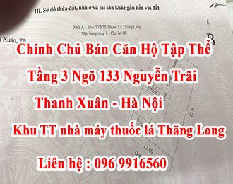 Chính Chủ Cần Bán Căn Hộ Tập Thể Tầng 3 Ngõ 133 Nguyễn Trãi, Quận Thanh Xuân