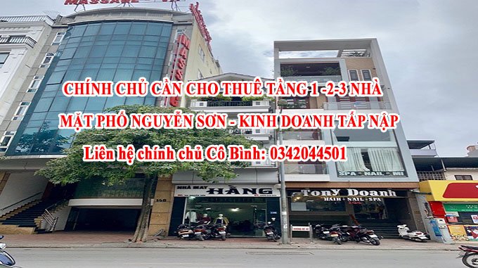 Chính chủ cần cho thuê tầng 123 nhà mặt phố Nguyễn Sơn
