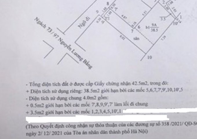 Chính chủ cần bán đất có nhà cấp 4 tại ngách  73/97 phố Nguyễn Lương Bằng, Đống Đa, Hà Nội