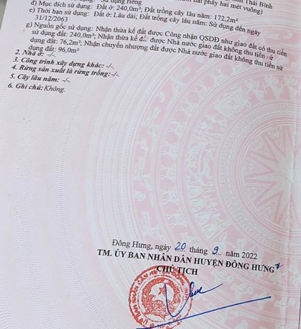 CHÍNH CHỦ BÁN LÔ ĐẤT THỔ CƯ CÓ SẴN NHÀ CẤP 4 TẠI ĐÔNG DƯƠNG, ĐÔNG HƯNG, THÁI BÌNH.