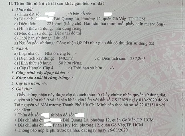 Bán nhà Bùi Quang Là,P12,Gò Vấp, 222m2 đất,12 phòng cho thuê,12 tỷ