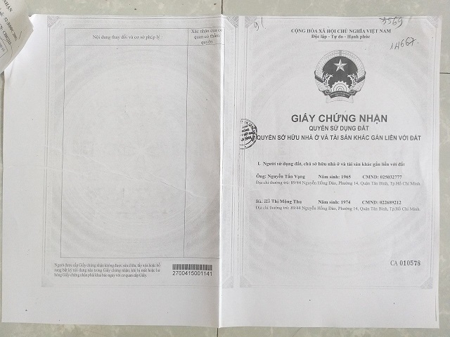 BÁN  NHÀ 89/44 NGUYỄN HỒNG ĐÀO TẠI TÂN BÌNH TP HCM