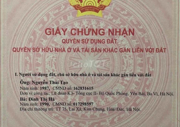 Bán nhà SĐCC tại Trung Sơn Trầm, Thị xã Sơn Tây, Hà Nội