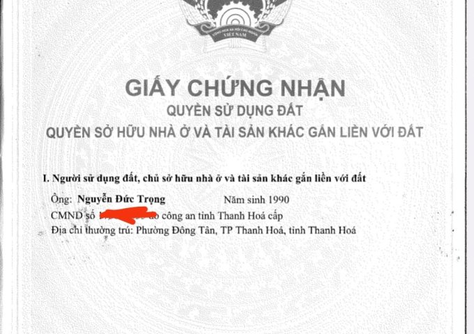 Bán lô đất chính chủ thị xã Nghi Sơn, Thanh Hóa