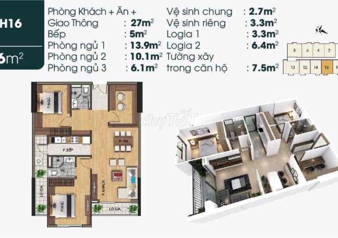 Cần bán căn hộ 86m2 gồm 3 ngủ tại chung cư Lotus Sài Đồng, Long Biên