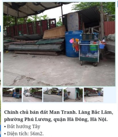 Chính chủ cần bán đất tại đường Bắc Lãm, Phường Phú Lương, Hà Đông, Hà Nội.