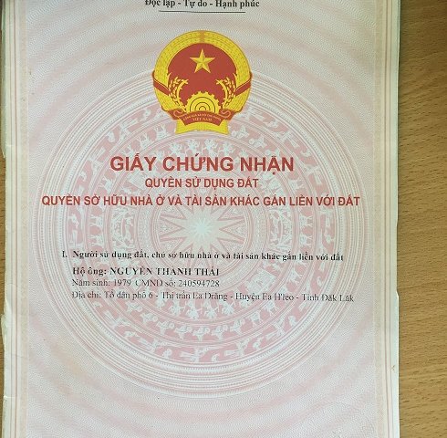 Cần bán nhà đất diện tích 188m2 đường Giải Phóng, TDP 6, thị trấn Eadrang, huyện Eahleo