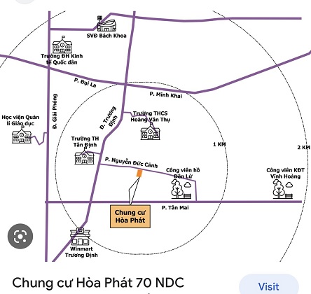 Chính chủ bán căn 2 PN hướng Đông view Hồ Đền Lừ - Chung cư Hoà Phát -70 Nguyễn Đức Cảnh