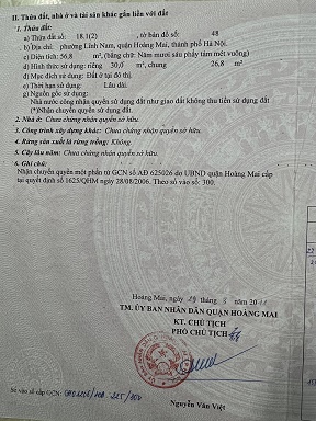 Chính chủ cần tiền bán gấp đất Thúy Lĩnh, Hoàng Mai, Hà Nội