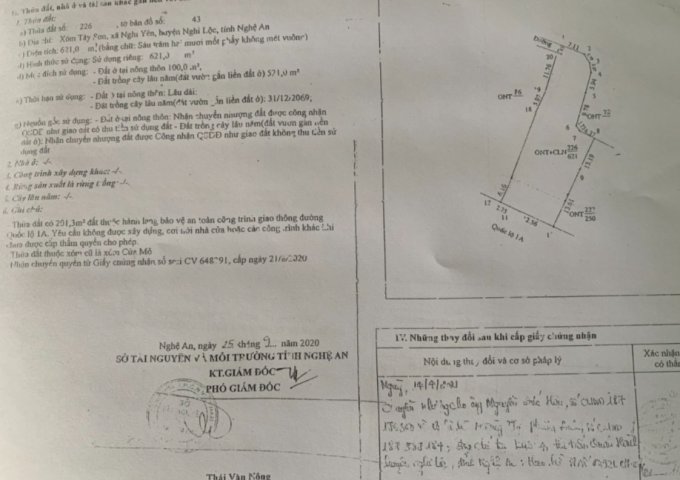 Bán đất Đường Quốc lộ 1A, Xã Nghi Yên, Nghi Lộc, Nghệ An