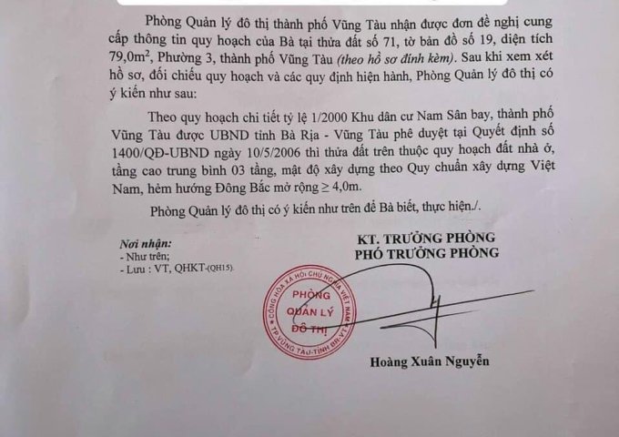 BÁN LÔ ĐẤT ĐỊA CHỈ 11/13 PHAN ĐĂNG LƯU - PHƯỜNG 3 - THÀNH PHỐ VŨNG TÀU