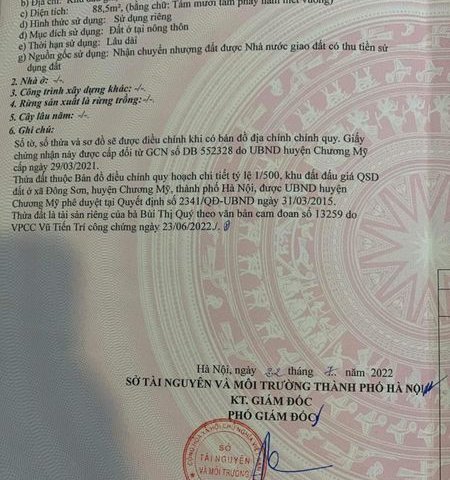 Cần bán đất đấu giá Đông Sơn, huyện Chương Mỹ, HN