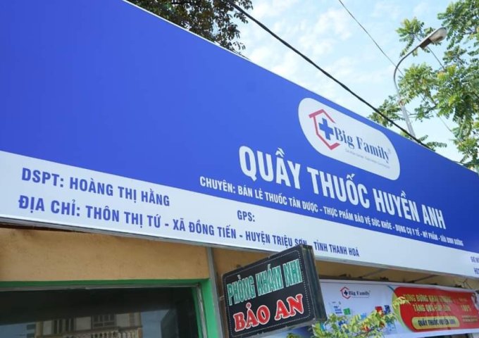 CHUYỂN NHƯỢNG NHÀ THUỐC GPP tại vị trí Cầu Gốm, Thị Tứ, Đồng Tiến, Triệu Sơn, Thanh Hóa