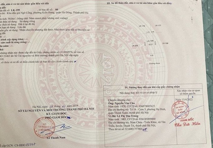 Cần bán đất liền kề Đa Sỹ, Kiến Hưng, Hà Đông, Hà Nội