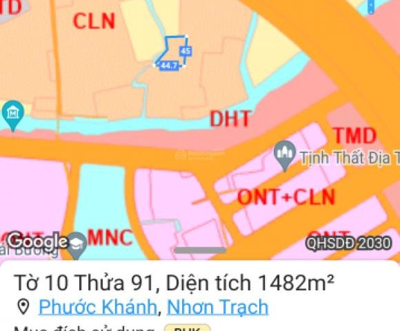Đất sạch, sổ riêng đường Phạm Thái Bường, Xã Phước Khánh, Nhơn Trạch, Đồng Nai
