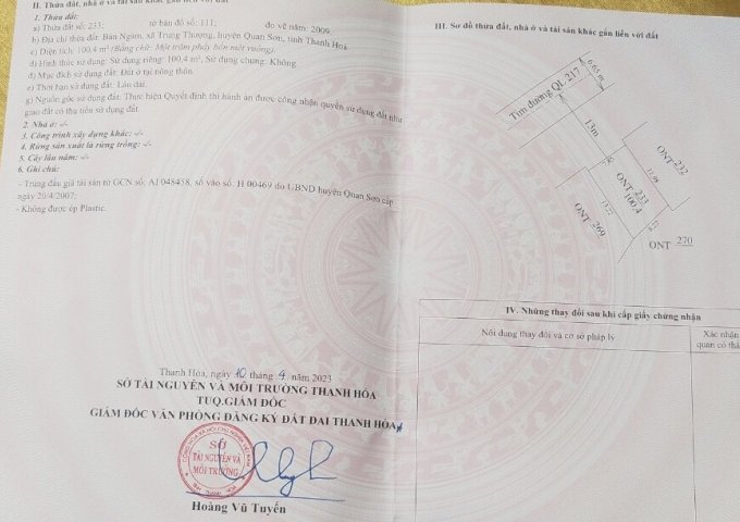 Chính chủ cần bán nhà 2 tầng Trung tâm xã Trung Thượng, Quan Sơn