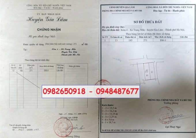 ⭐Bán gấp 2 lô đất tại xã Trung Mầu và Lệ Chi, Gia Lâm; 0948487677