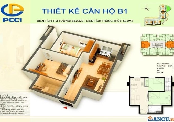Chính chủ cần bán căn chung cư PCC1 Ba La - Hà Đông - Diện tích: 54m2 - Giá bán: 1,4 tỷ (có thương lượng)