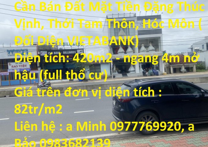 Cần Bán Đất Mặt Tiền Đặng Thúc Vịnh, Thới Tam Thôn, Hóc Môn