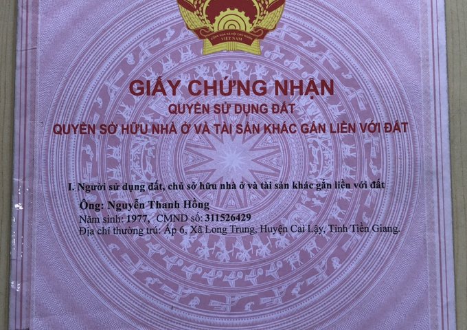 Chính chủ cần bán lô đất tại xã Tân Lân, huyện Cần Đước, tỉnh Long An