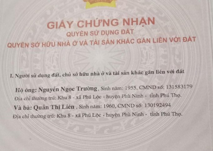BÁN ĐẤT CHÍNH CHỦ - LÔ ĐẤT RỪNG  Tại xã Phú Lộc ,huyện phù Ninh, tỉnh Phú Thọ
