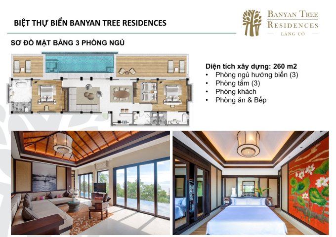 Bán Biệt thự Banyan Tree Lăng Cô, 60 đêm nghỉ dưỡng quốc tế, DT 1628m2, full nội thất cao cấp 41tỷ
