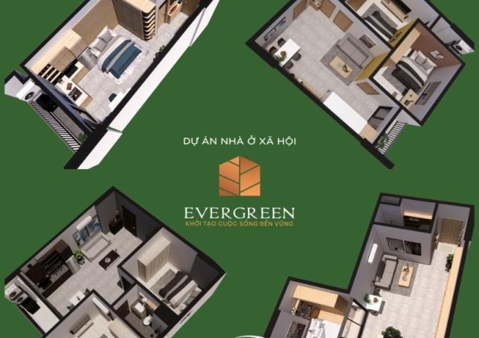 Nhà ở xã hội dự án EverGreen Tràng Duệ giá từ 400-900tr S = 26-55m2, 1PN, 1WC sổ hồng chính chủ
