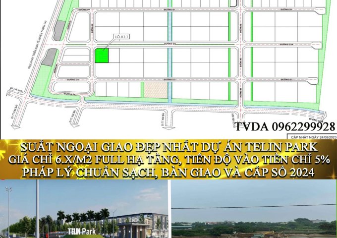 Lô VIP nhất đất công nghiệp Kim Bài Thanh Oai dự án Telin Park 6.xtr/m2