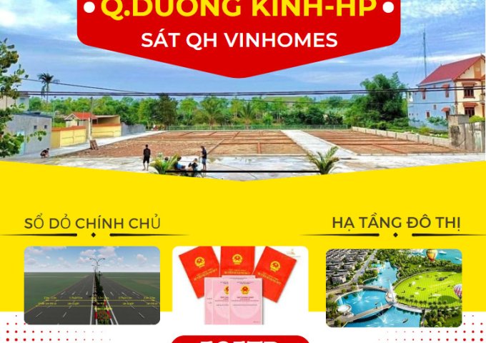 Bán lô góc 2 mặt thoáng nằm sát khu đô thị Vinhomes Dương Kinh, giá hơn 500tr