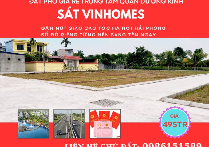 Bán đất sổ đỏ giá 495tr trung tâm quận Dương Kinh HP