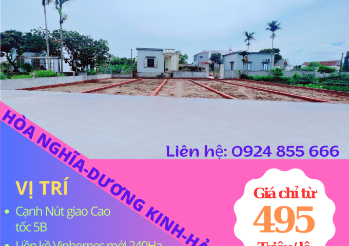 Cần bán loạt lô đất giá rẻ cạnh Vinhomes Dương Kinh, Hải Phòng giá 495 triệu/ lô