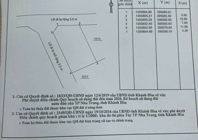 Bán gấp lô đất xã Vĩnh Trung, tp Nha Trang, Khánh Hòa