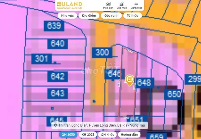 Cần Bán Lô Đất Mặt Tiền Thổ Cư Thị trấn Long Điền, Huyện Long Điền, Bà Rịa - Vũng Tàu