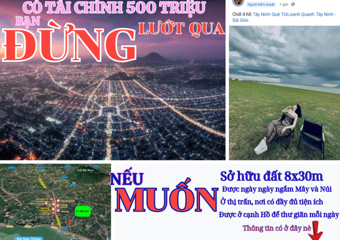 Ở đây nè, 8x30m đất thị trấn cạnh Hồ Dầu Tiếng chỉ hơn 500 triệu.