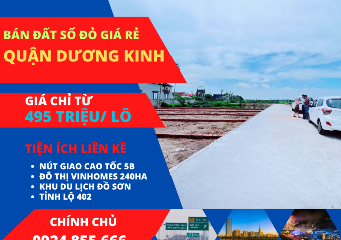 Đất giá rẻ trung tâm quận Dương Kinh chỉ từ 495 triệu/ lô - Liền Kề đô thị Vinhomes 240ha
