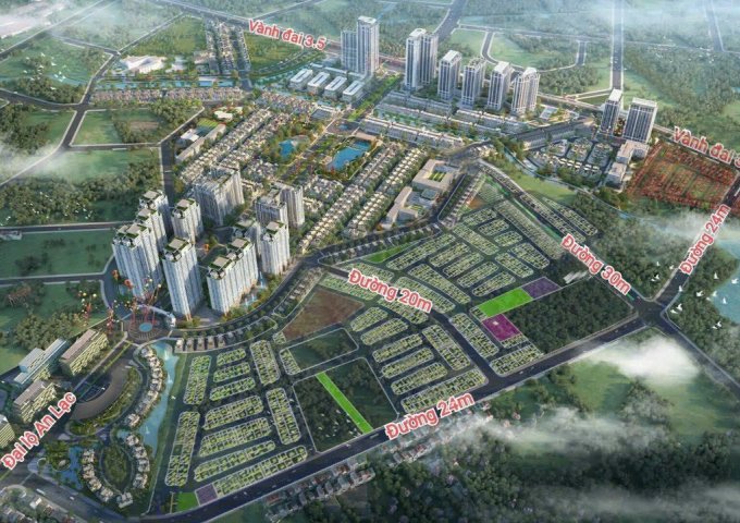  Bán lô đất sổ đỏ 986 có diện tích 84,3m đường rộng 20,5m nhìn ra 14 tòa chung cư An Lạc Green Symphony đang xây 