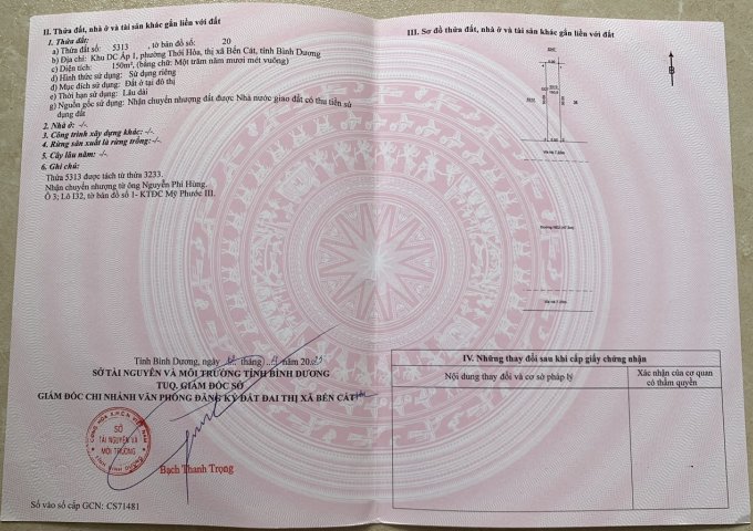 Cần tiền trả nợ thanh lý tài sản chính chủ đất thổ cư ở Mỹ Phước 3