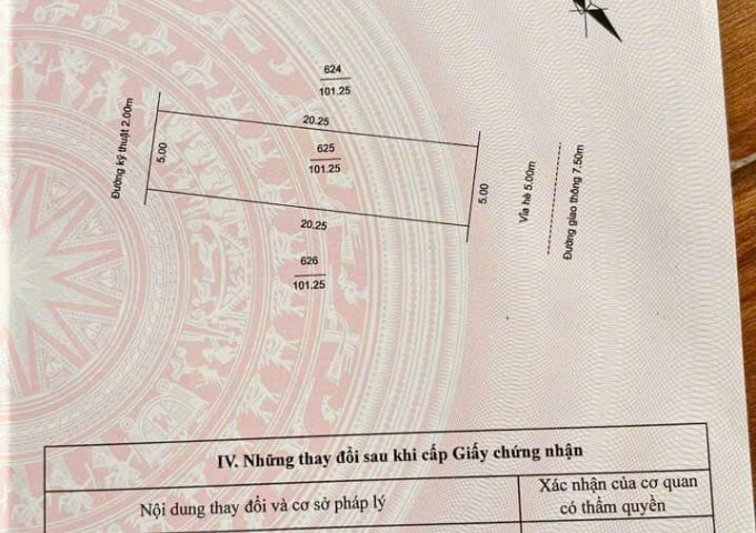  Bán đất KDC Trần Hưng Đạo, TP HD, 101.25m2, mt 5m, đường + hè rộng 17.5m, giá cực tốt