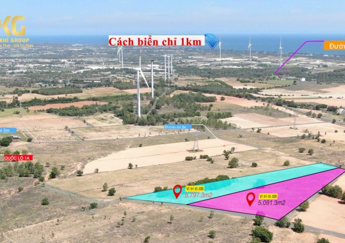 5100m2 Phúc Khí Farmstay mặt tiền QL1A view biển Tuy Phong, Bình Thuận chỉ 390k/m2