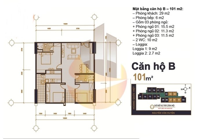 Chính chủ cần bán căn hộ chung cư 60 Hoàng Quốc Việt – 101m2 ( 3 ngủ)
