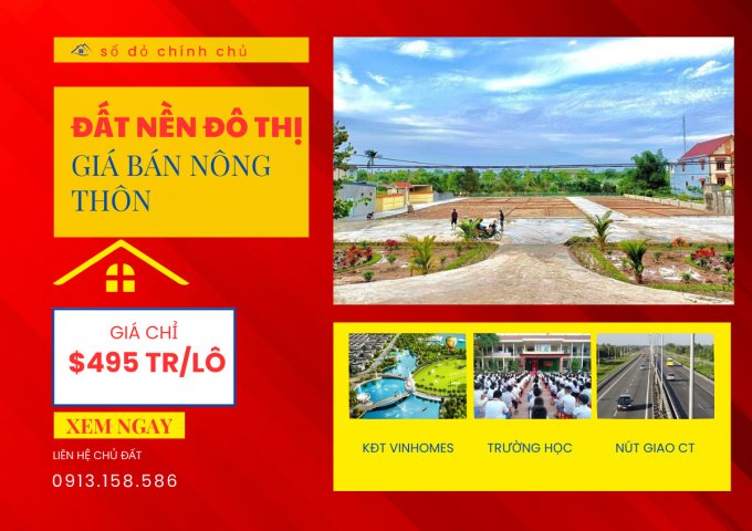 Bán 2 lô đất liền kề sổ đỏ riêng nằm ngay trung tâm phường Hòa Nghĩa, sát khu đô thị Vinhomes Dương Kinh.