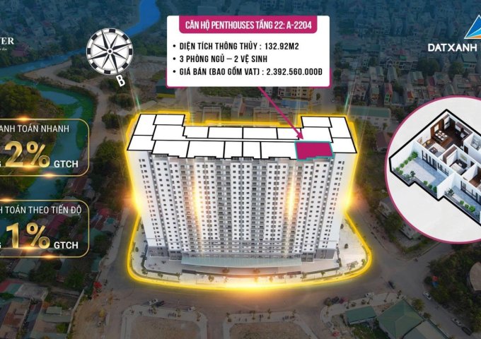 Chốt lời căn hộ chung cư Ruby KĐT Xanh, Đông Vệ - nhận nhà ở ngay – dt 133m2, 3pn