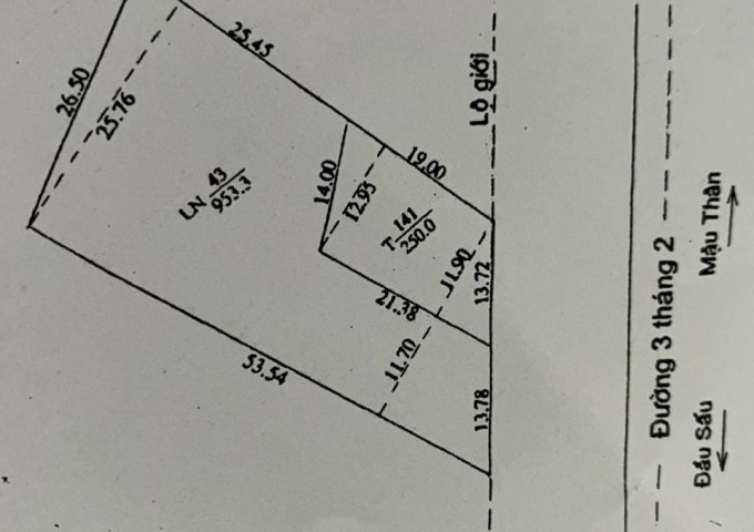 BÁN ĐẤT MẶT TIỀN ĐƯỜNG 3/2 . DT 1238m2 . Giá 62 tỷ
