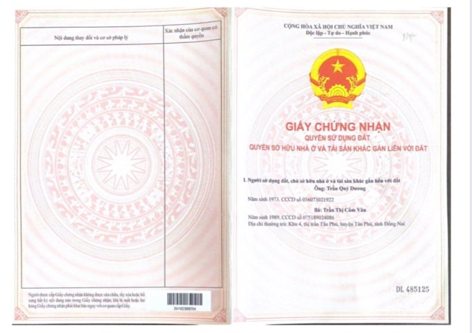 CHÍNH CHỦ CẦN BÁN LÔ ĐẤT Đẹp - GIÁ ĐẦU TƯ Tại Thị Trấn Tân Phú- Đồng Nai