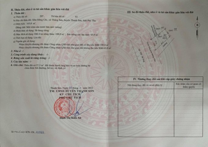 CHÍNH CHỦ CẦN BÁN LÔ ĐẤT 2 MẶT TIỀN KHU ĐỒNG CỐC, XÃ THẮNG SƠN, HUYỆN THANH SƠN, PHÚ THỌ - LIÊN HỆ: 0868991116 - 0982350290